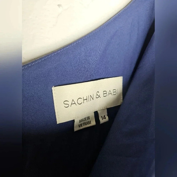 SACHIN & BABI  Chlesea One- Shoulder Gown in Deep Cobalt , Missing Bow - Picture 5 of 7